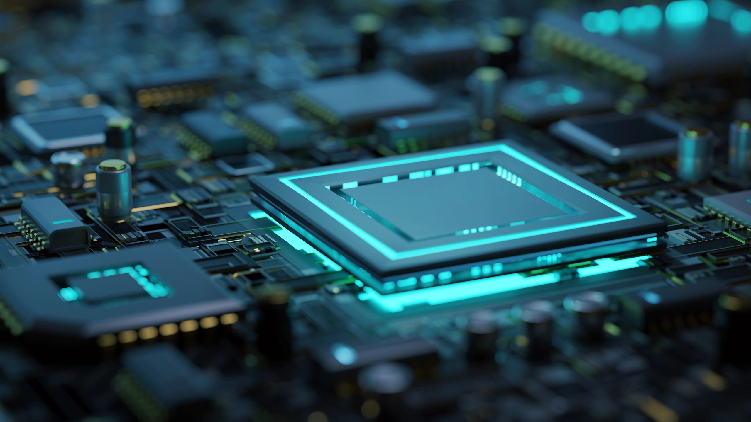 Close-up of motherboard microchip