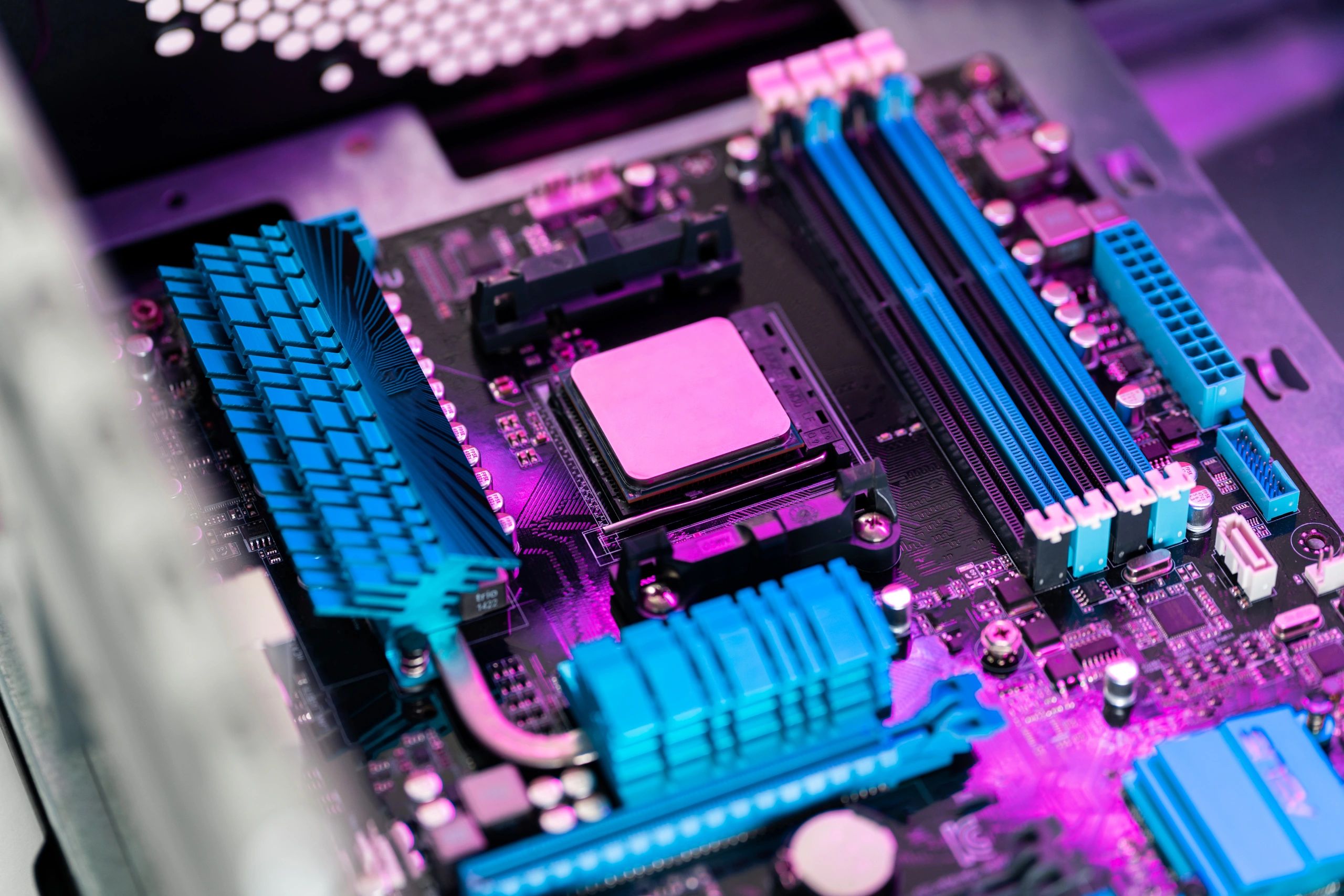 Motherboard and microprocessor close-up