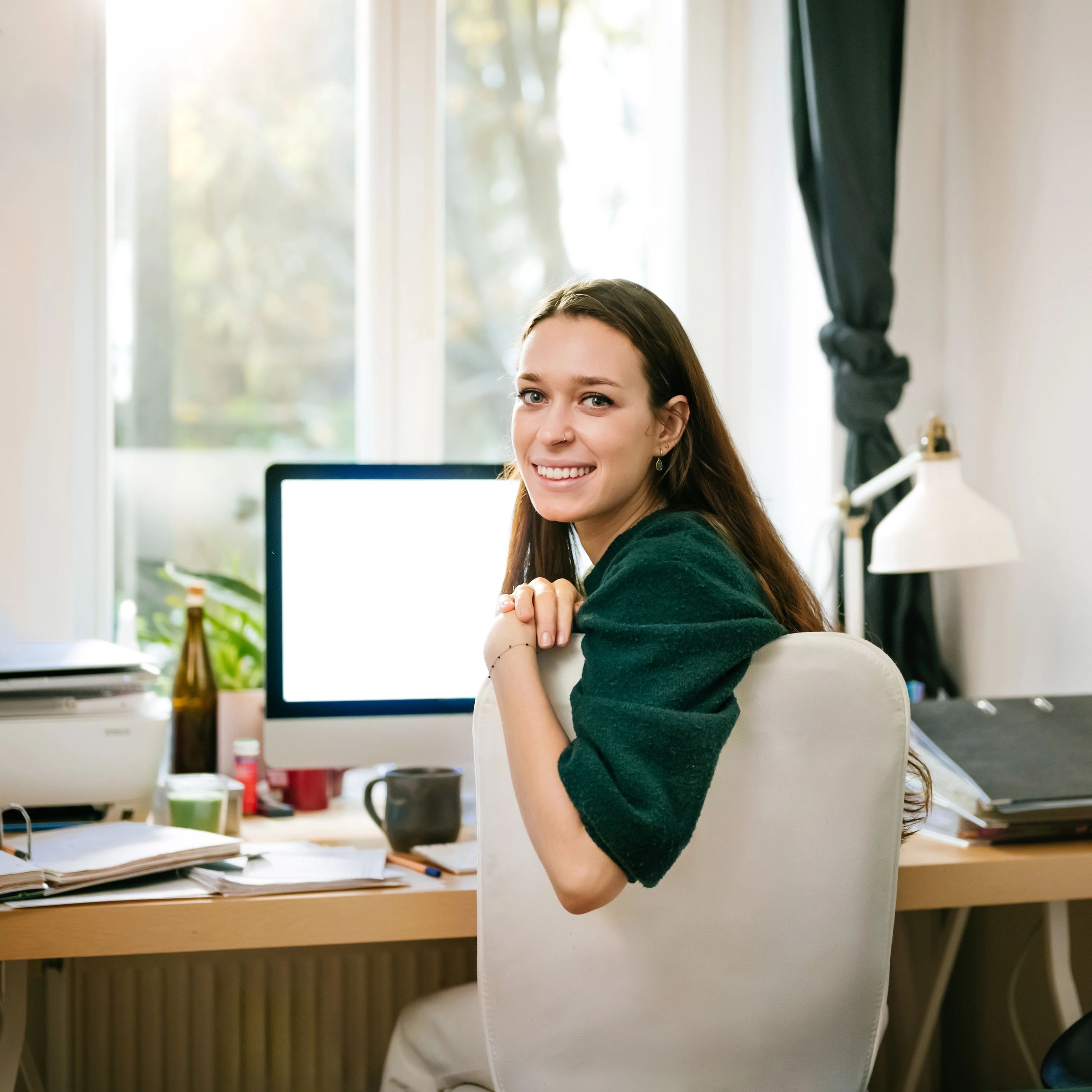 Smiling customer portrait