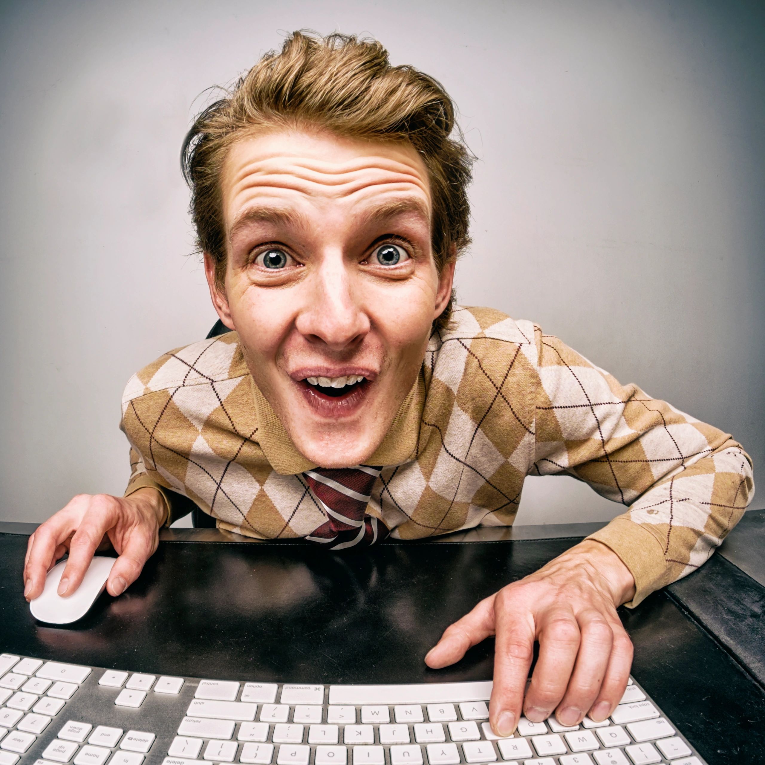 Customer portrait at computer